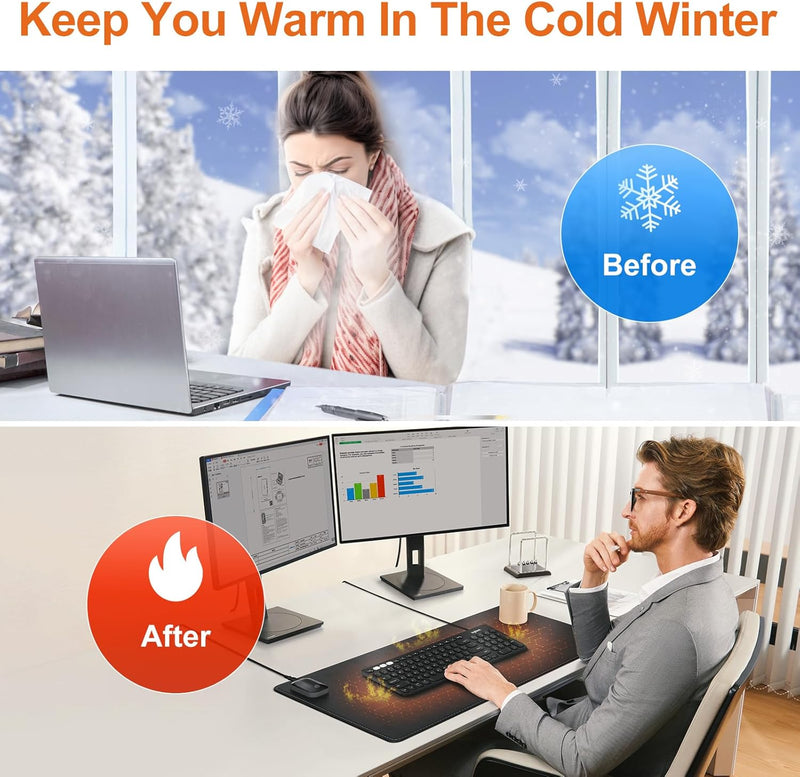 Large Heated Mouse Pad with Adjustable Heat Levels