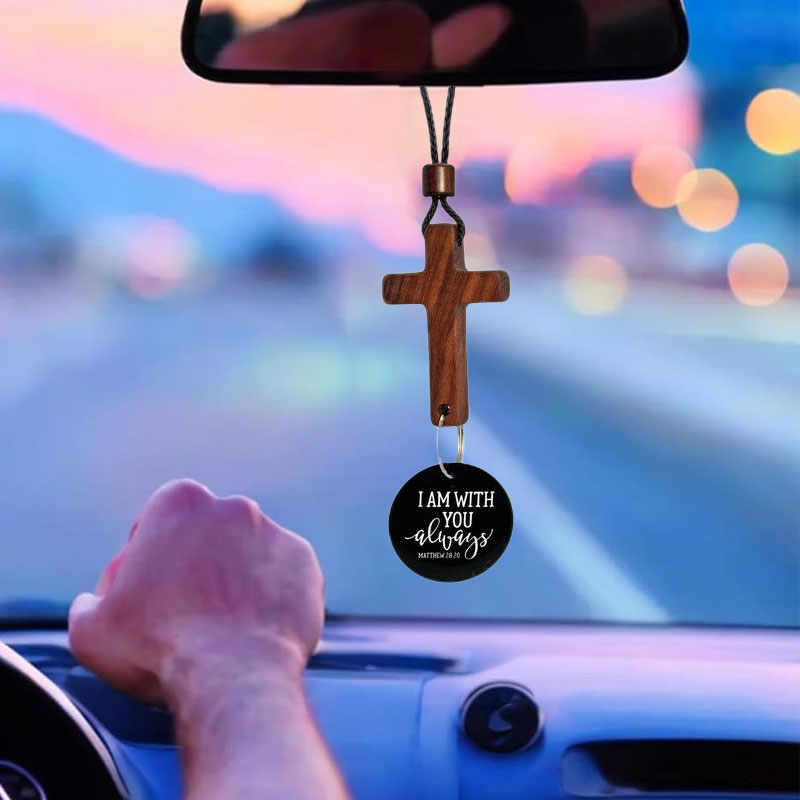 Scripture Cross Car Charm