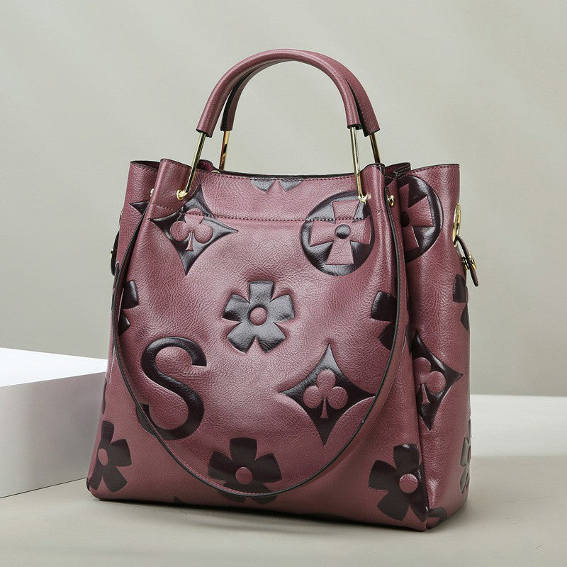 Women's Fashionable Floral Embossed Handbag