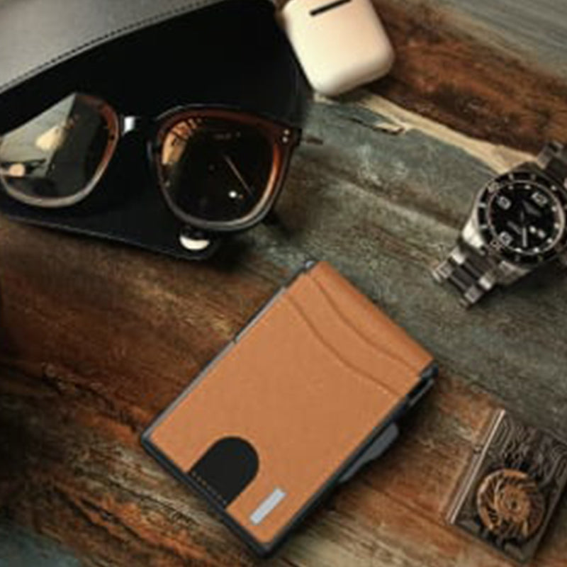 Men's Business Style Pu Leather Card Slots for AirTag