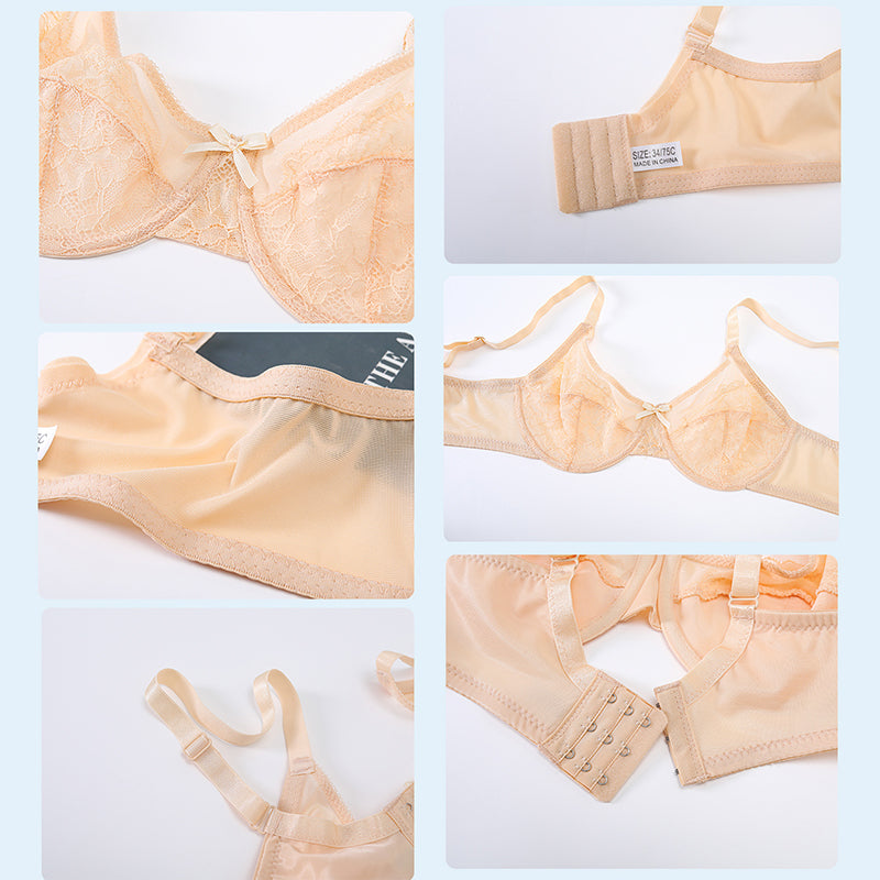 Floral Lace Breathable Mesh Comfort Bra