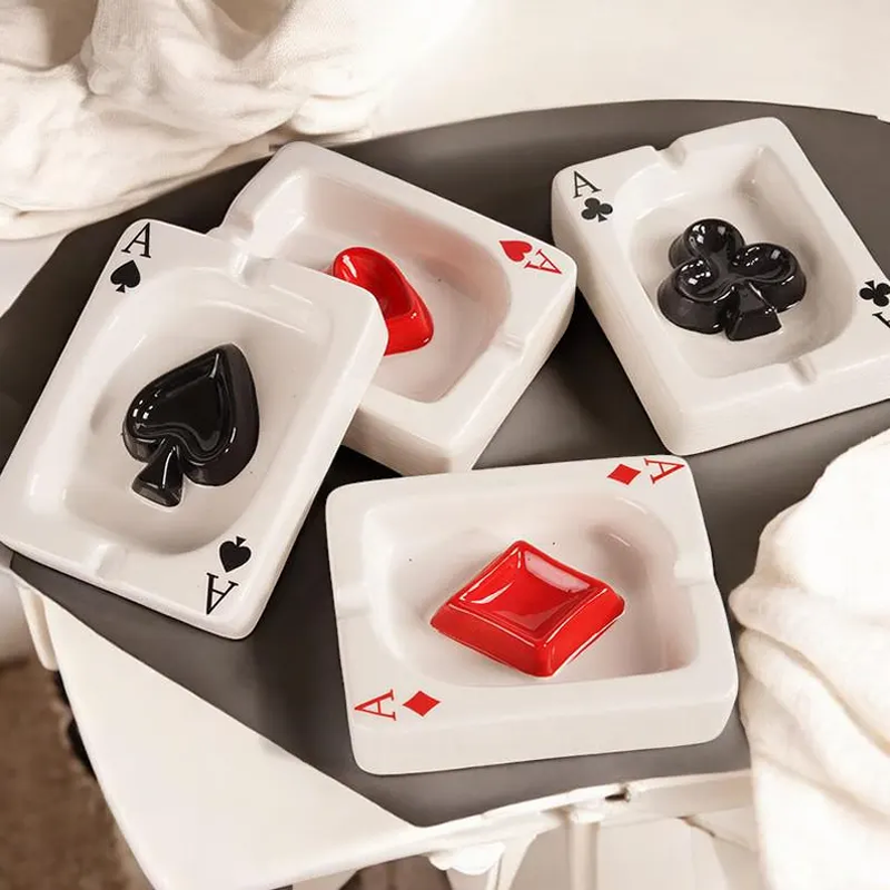 Creative Poker Ceramic Ashtray Set