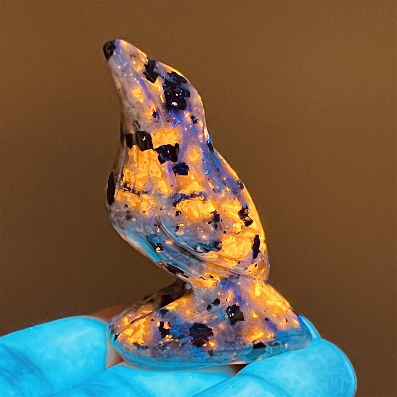 Gemstone Carved Crow Ornament