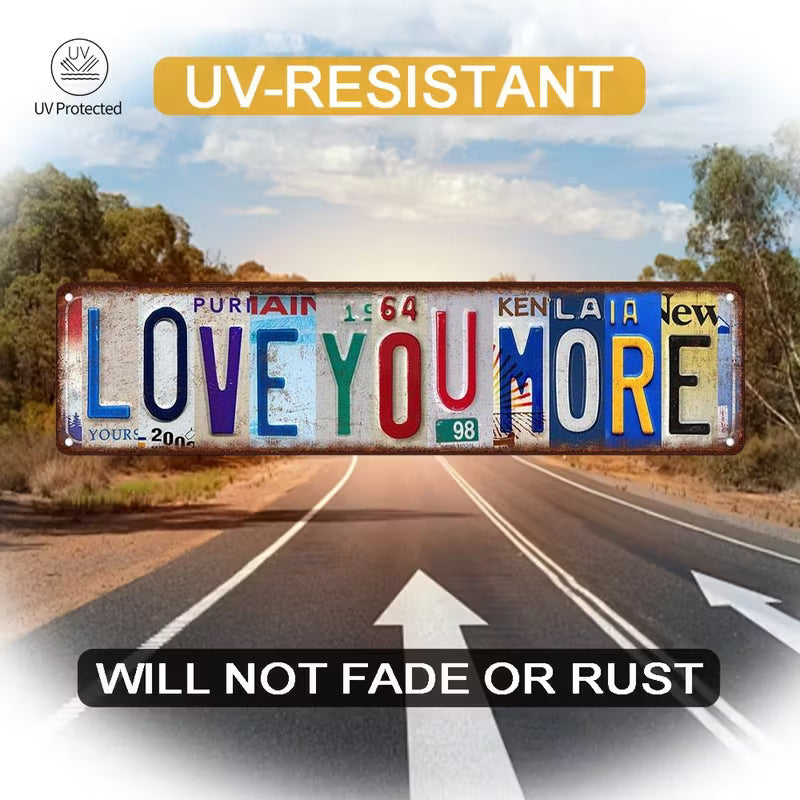 Retro License Plate Style Tin Sign Wall Decor