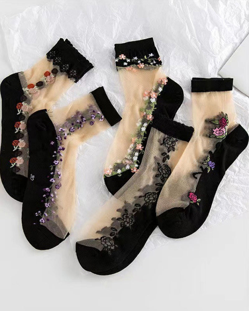 Vibrant Floral Patterned Glass Socks