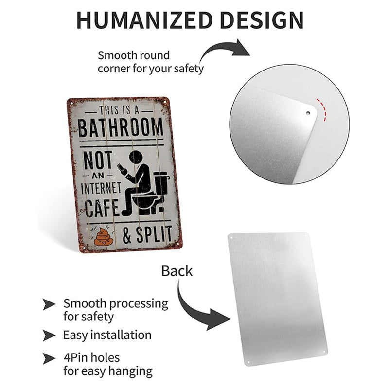 Funny Vintage Metal Bathroom Sign