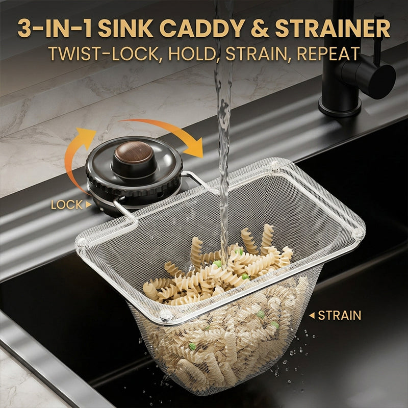 Premium Foldable Suction Cup Kitchen Sink Drain Rack with 50 Fine Mesh Filter Bags