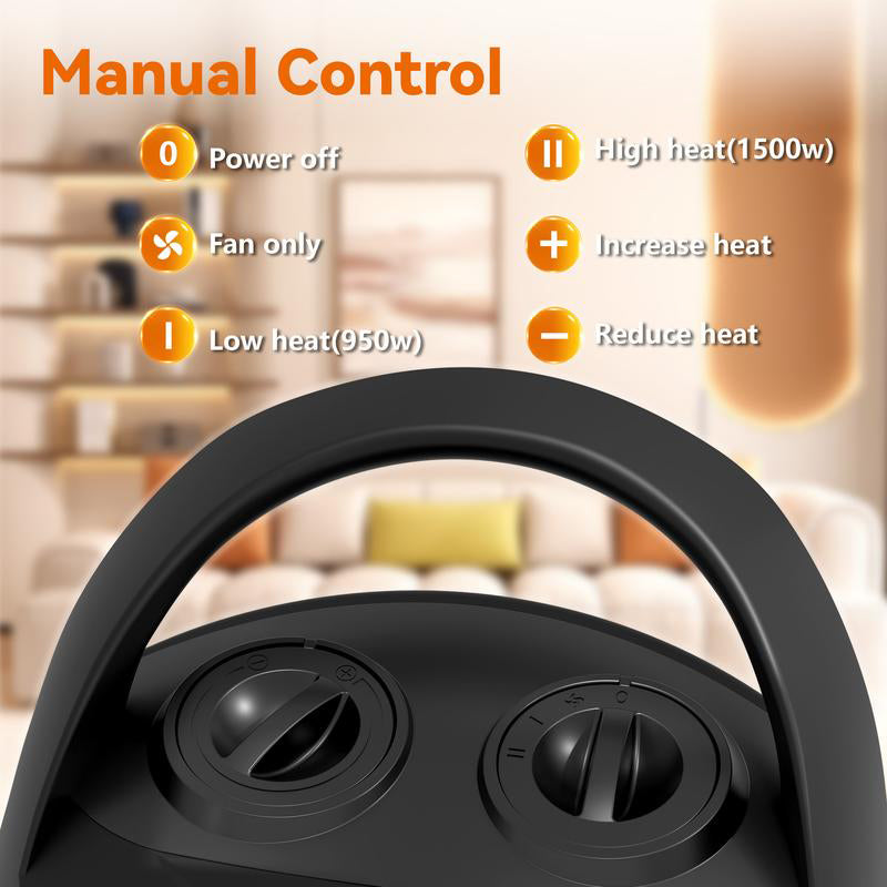 Portable Heaters Fan for Office and Bedroom with Adjustable Thermostat