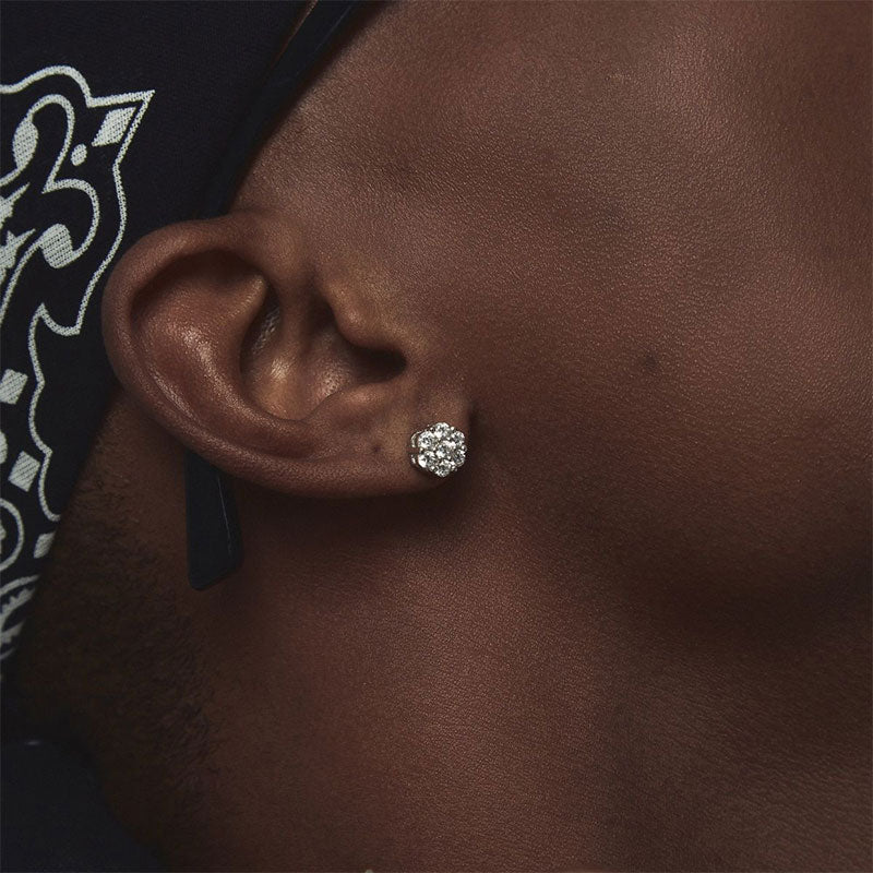 Diamond Flower Earrings-Pair