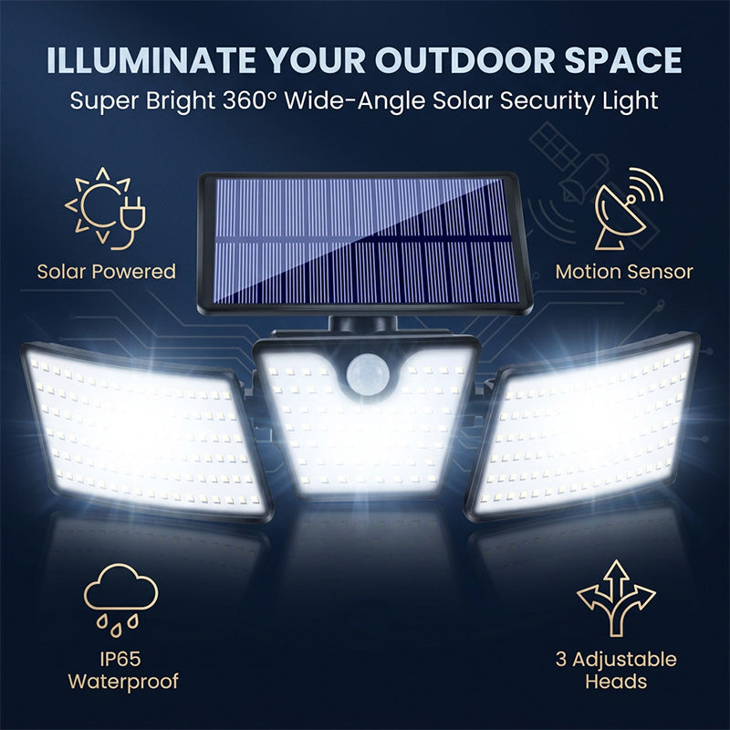3-Head Solar Motion Sensor Security Light