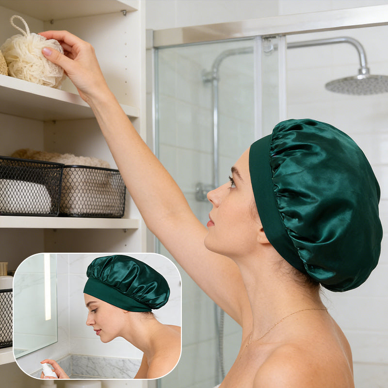 Breathable Silk Satin Sleep Bonnet with Elastic Wide Band