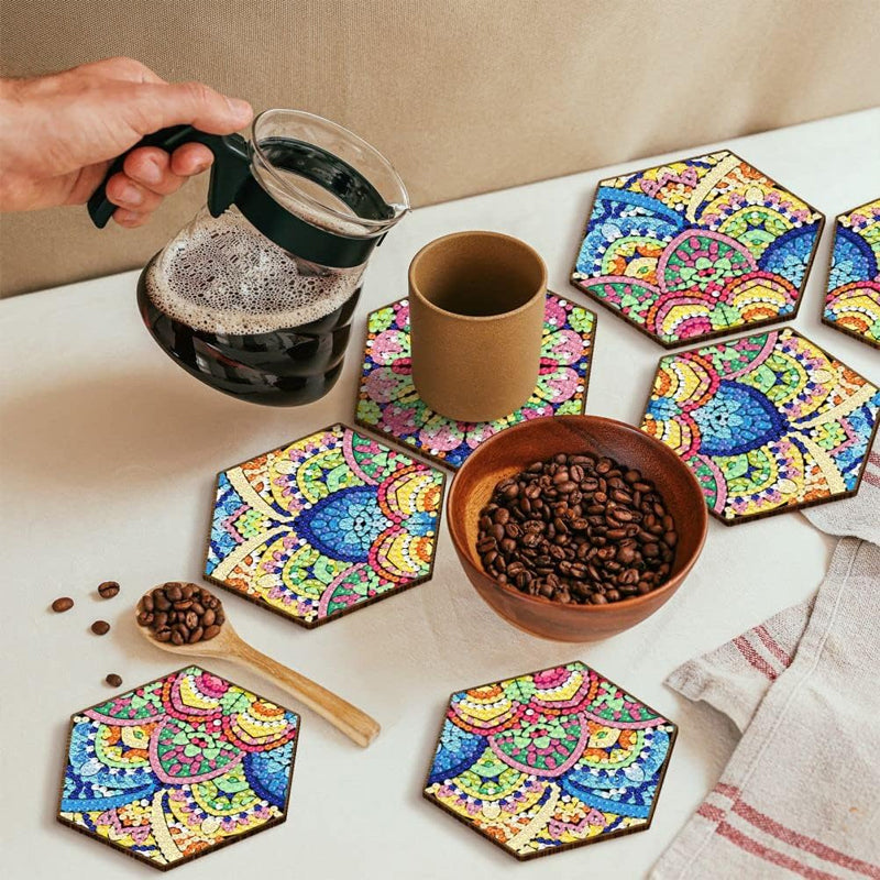 7pcs/Set Cup Coasters Stackable DIY Honeycomb Shape Cup Mat