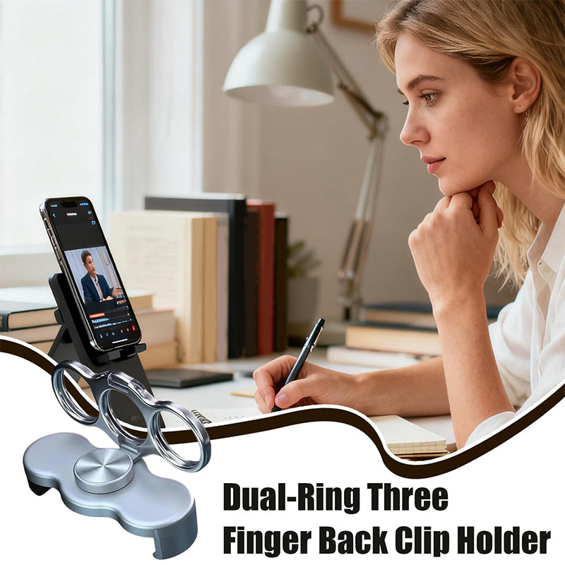 360° Rotatable Dual-Ring Three-Finger Phone Holder
