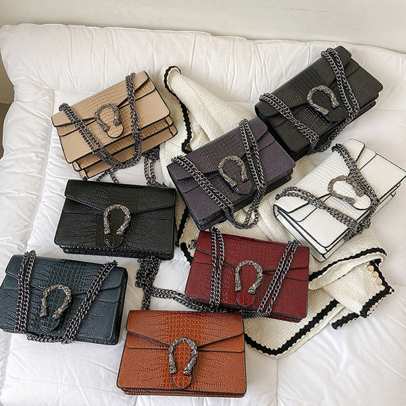 Women's Elegant Crocodile Embossed Square Bag