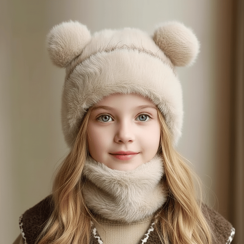Stylish Bear-Ear Windproof 4-in-1 Kids Winter Hat