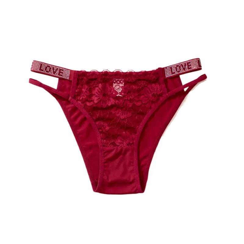 Women's Rhinestone Letter Tape High Waist Panty