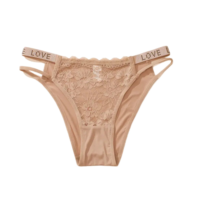 Women's Rhinestone Letter Tape High Waist Panty