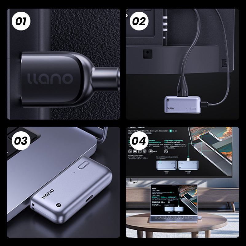 Type-C Wireless HDMI Transmitter and Receiver for Phone/Tablet/Laptop/PC to Monitor/Projector/TV Box