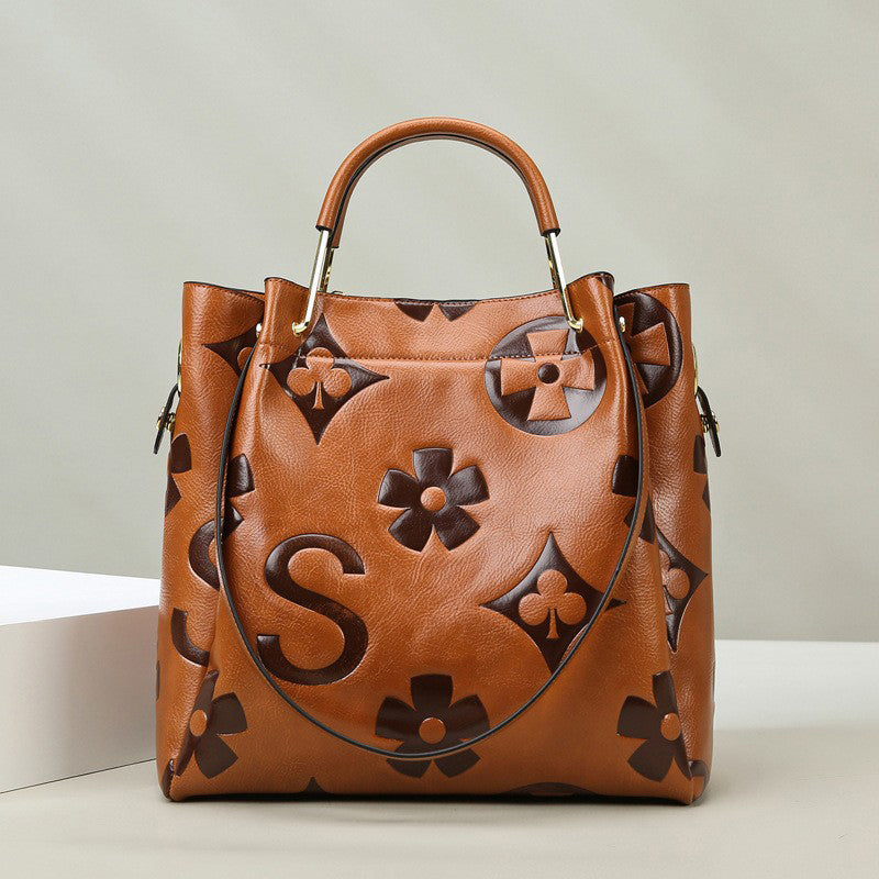 Women's Fashionable Floral Embossed Handbag