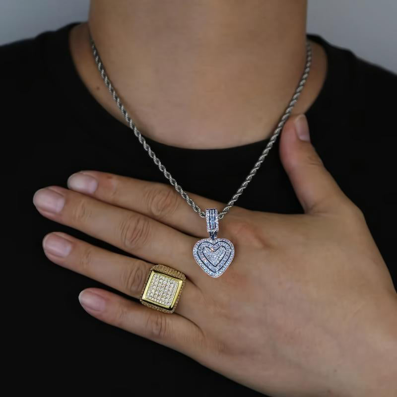 Hip Hop Heart Necklace for Women and Men