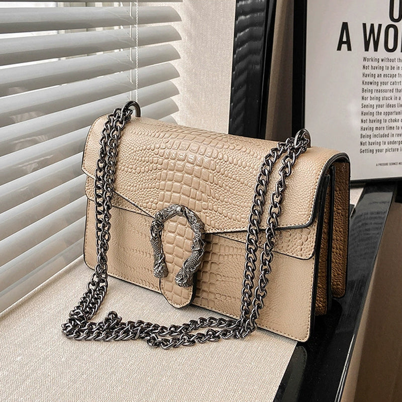Women's Elegant Crocodile Embossed Square Bag