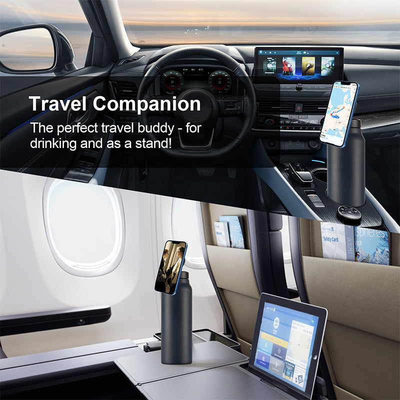 Water Bottle with Magnetic Phone Holder