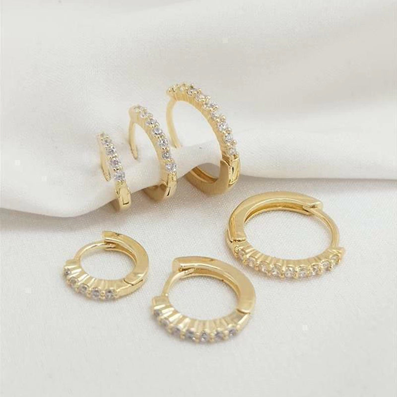 14K Gold-Plated Hoop Earrings Gold Plated Earring Set