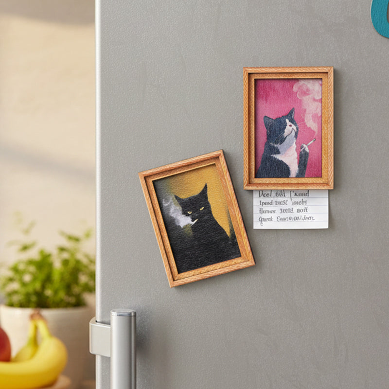 Funny Cat Art Fridge Magnets