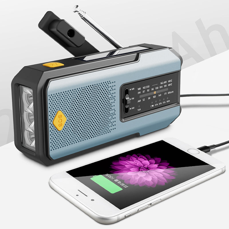 Hand Crank & Solar Emergency Weather Radio with Power Bank & LED