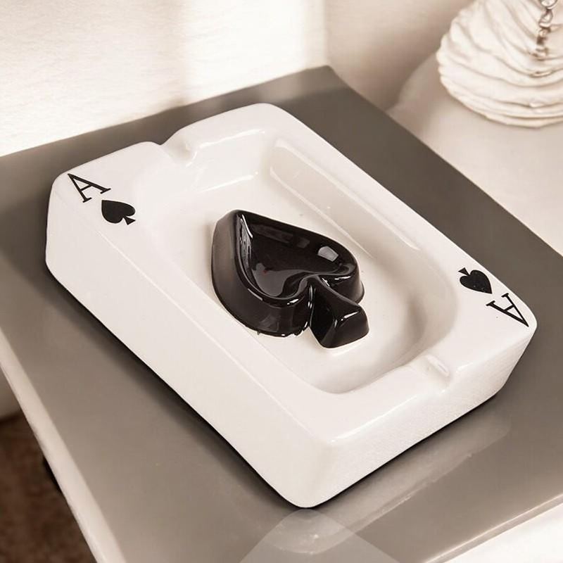 Creative Poker Ceramic Ashtray Set