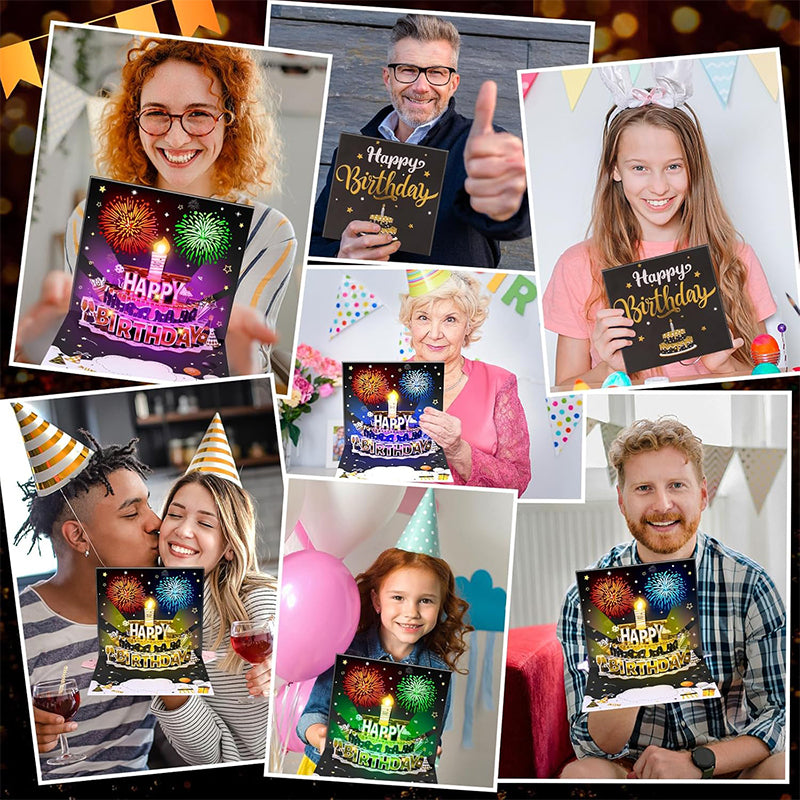 Fireworks Pop Up Cake Light and Music DIY Age Birthday Cards