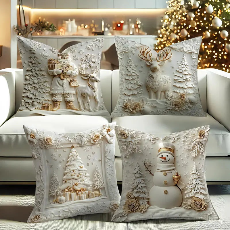 White Aesthetic Christmas Throw Pillow Covers