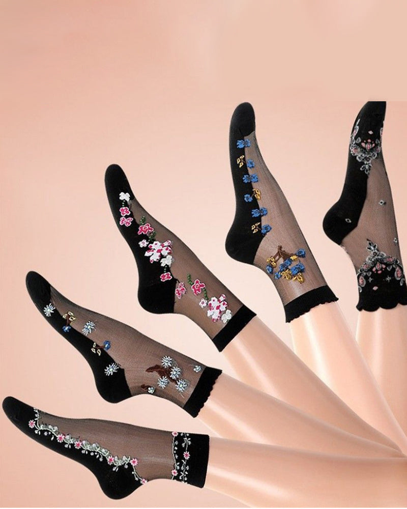 Vibrant Floral Patterned Glass Socks