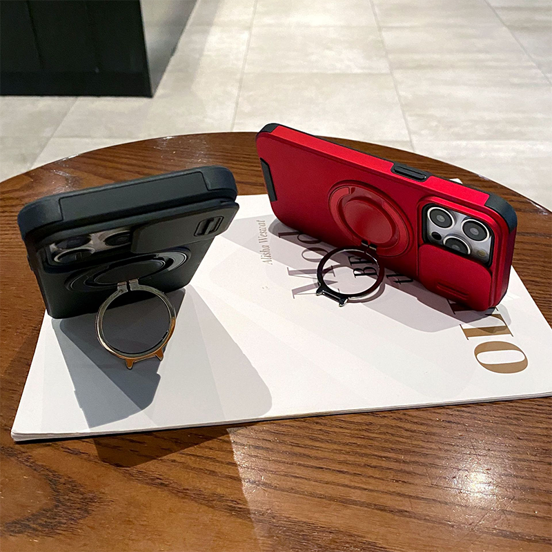 Heavy-Duty Phone Case with Built-In Ring Stand & Camera Cover