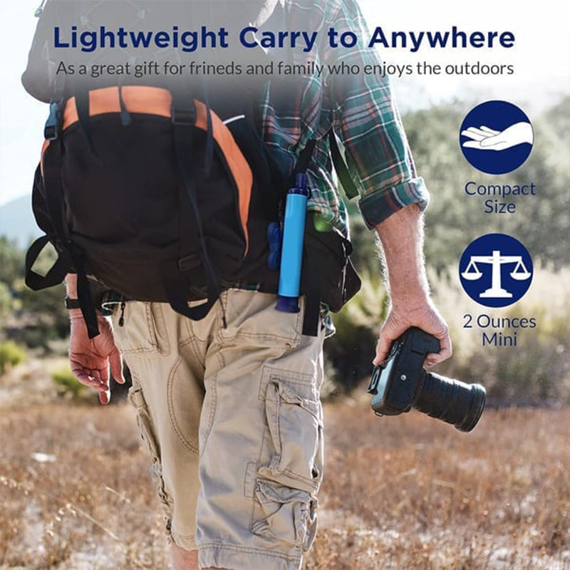 Personal Straw Water Filter for Camping, Hiking, Survival, Emergency, Travel