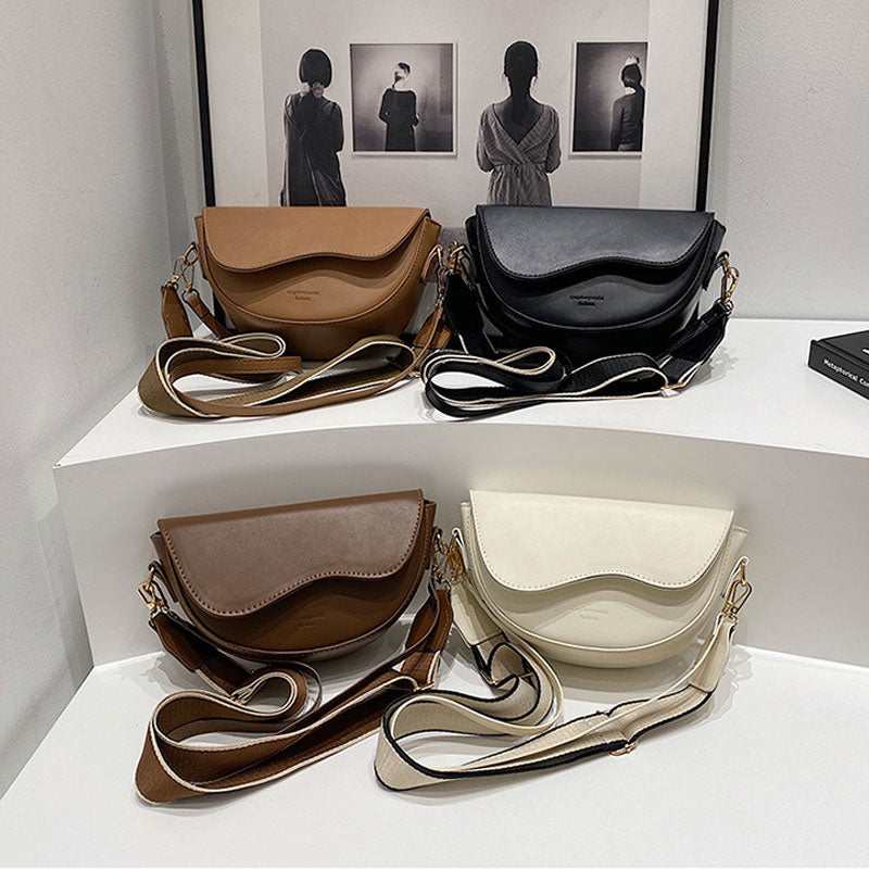Women’s Fashion Saddle Crossbody Bag with Wide Strap