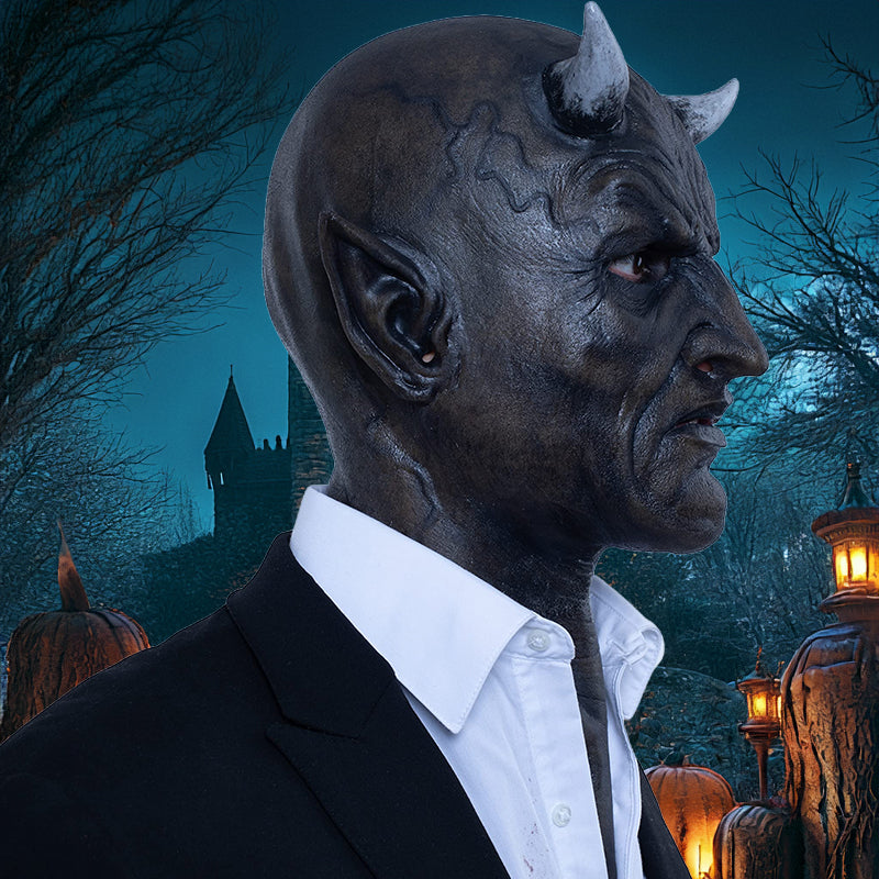 Ultra-Realistic Halloween Horned Demon Mask