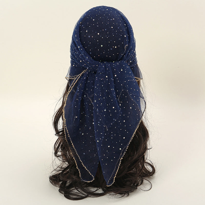 Women's Glitter Decor Head Scarf