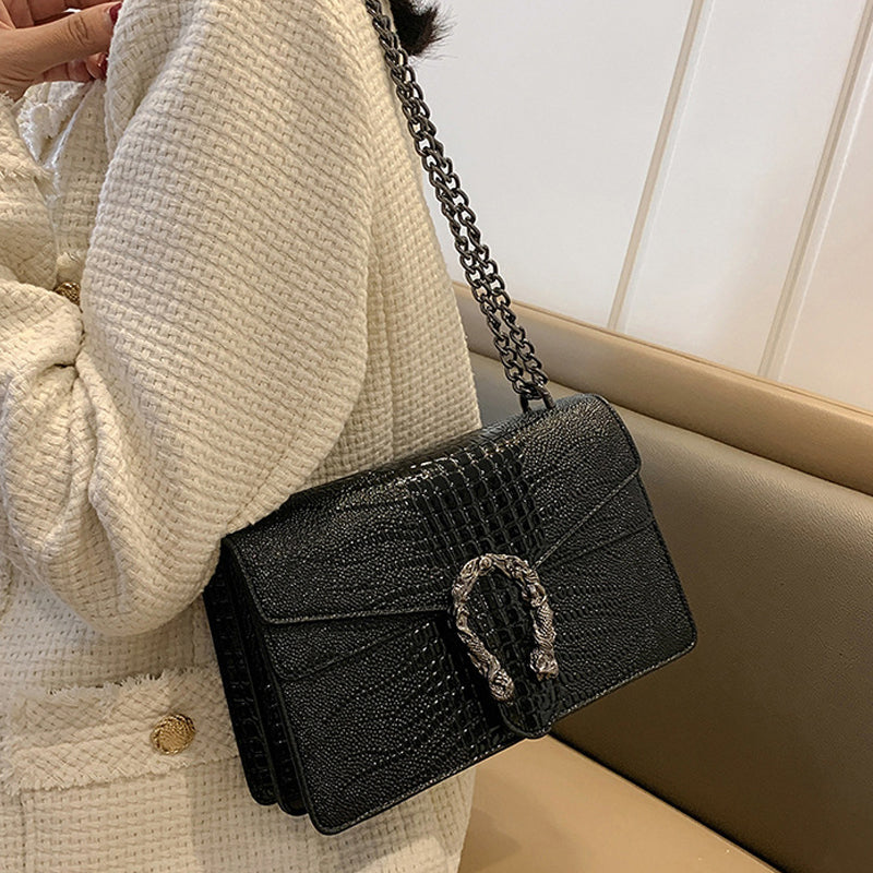 Women's Elegant Crocodile Embossed Square Bag