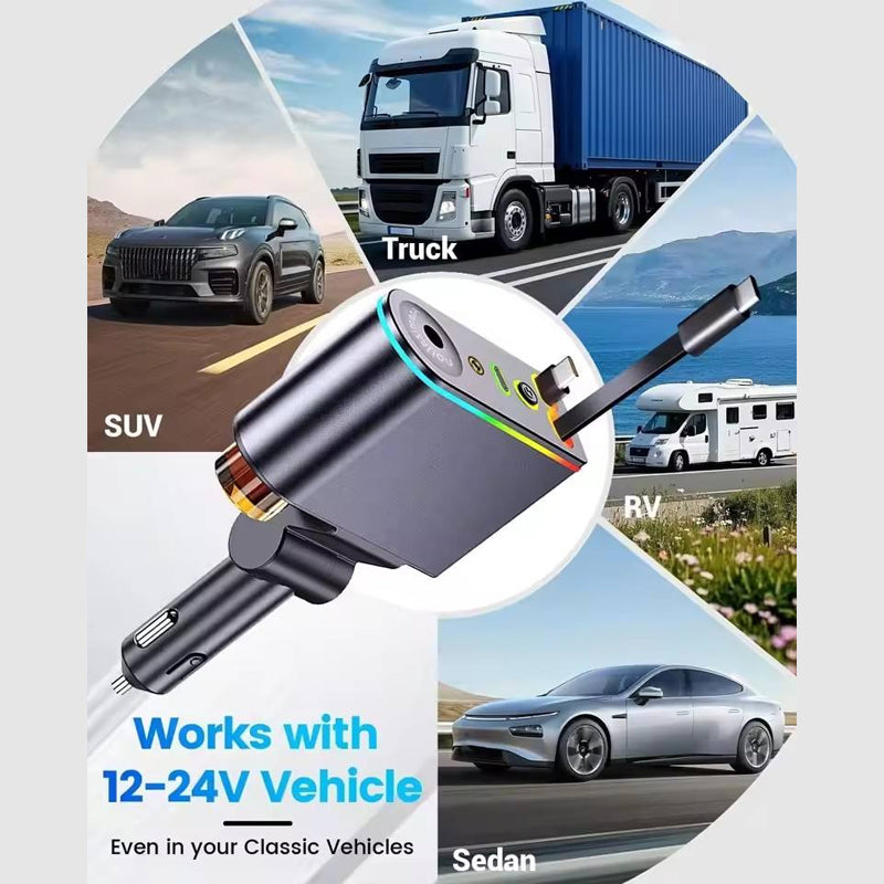 Retractable 5-in-1 Car Charger with Aromatherapy Diffuser