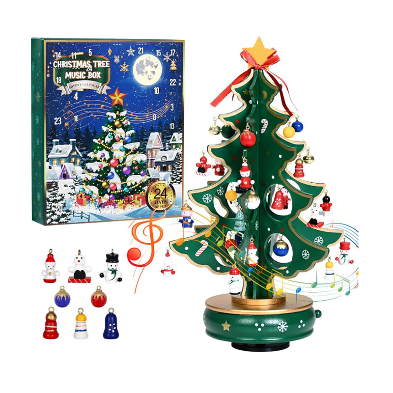 24 Days Countdown Calendar with Christmas Tree 24 PCS Ornaments