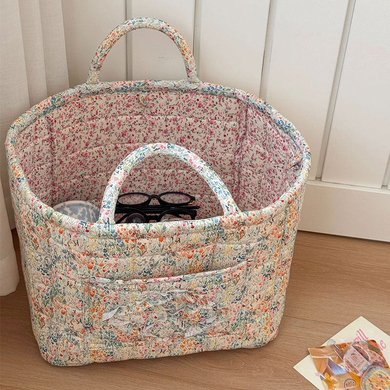 Floral Pattern Foldable Laundry Basket
