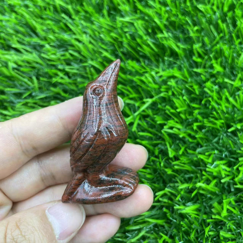 Gemstone Carved Crow Ornament