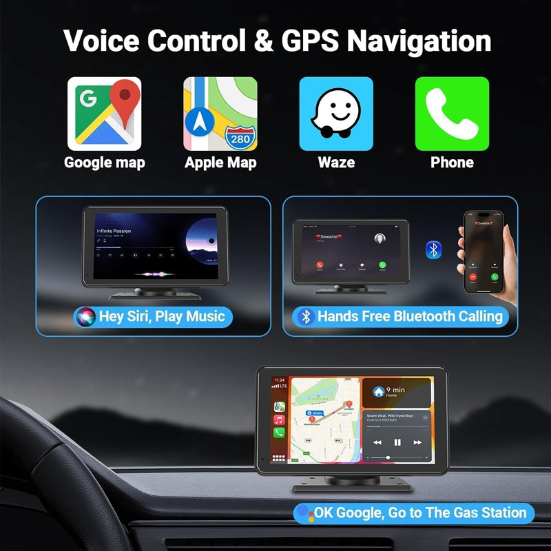 Wireless CarPlay Dual-Channel Dash Cam