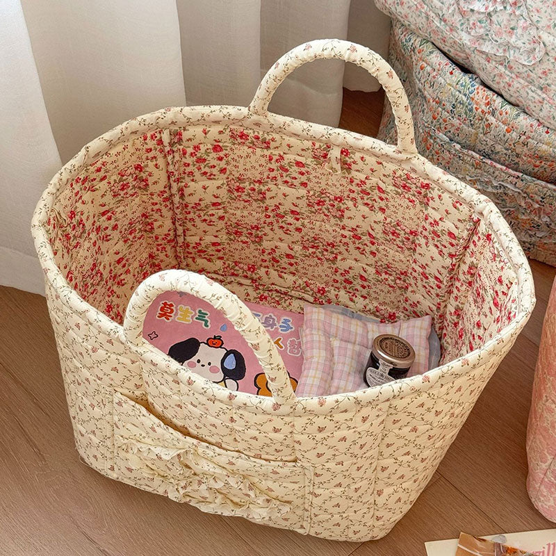 Floral Pattern Foldable Laundry Basket
