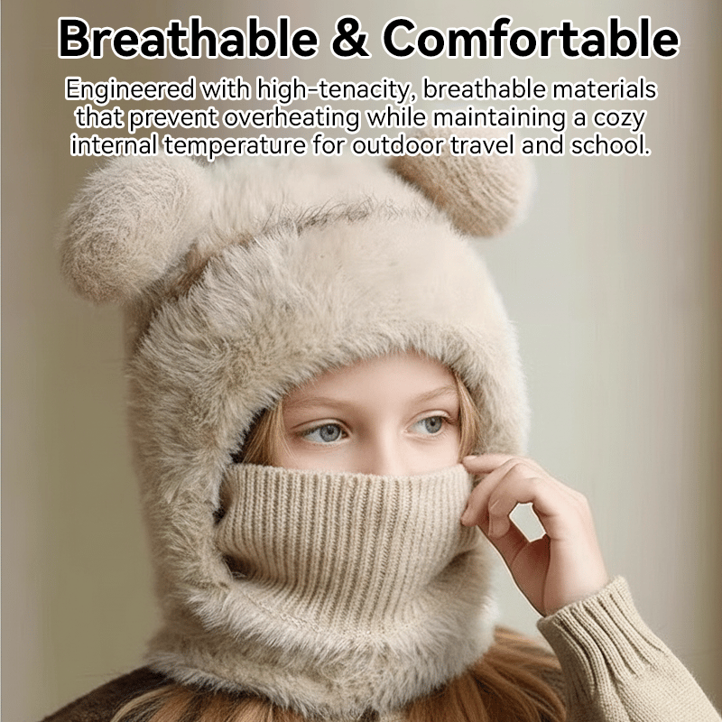 Stylish Bear-Ear Windproof 4-in-1 Kids Winter Hat