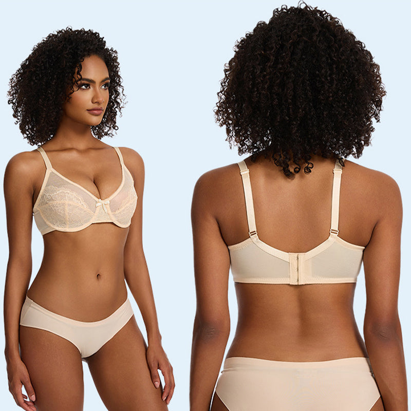 Floral Lace Breathable Mesh Comfort Bra