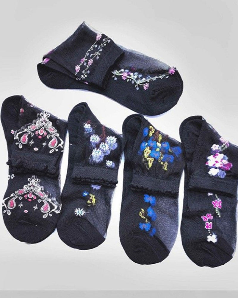 Vibrant Floral Patterned Glass Socks