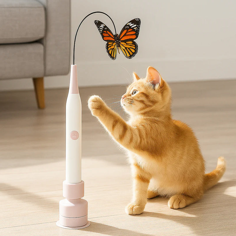 Suction Cup Butterfly Electric Cat Teaser Wand
