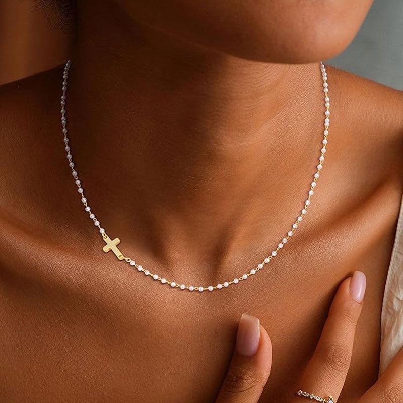 Cross Pearl Necklace